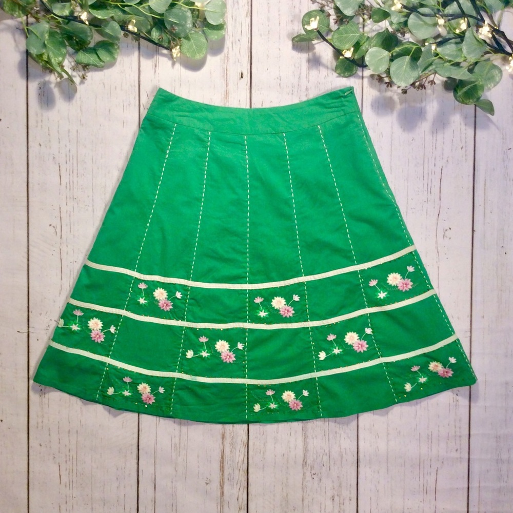 Lulumari Floral Embroidered Cotton Skirt